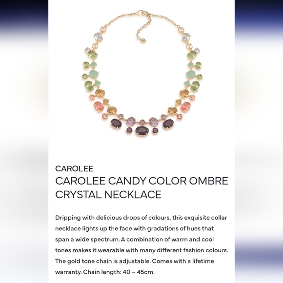 New Carolee Ombre Candy Gold Tone Necklace Multi Colored Pastel Crystal $125 - Picture 3 of 16